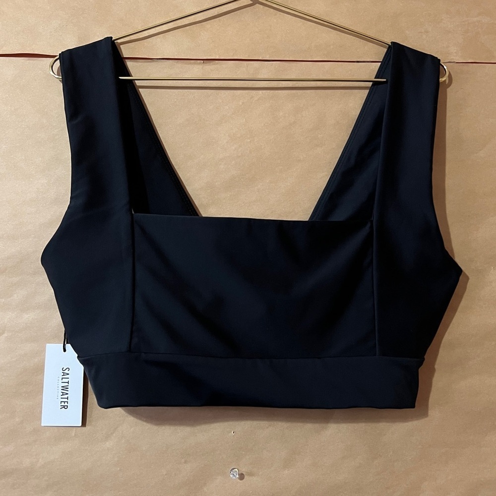 Saltwater Collective NWT Josi Top Swimsuit Bikini Top Square Neck Black Size XL